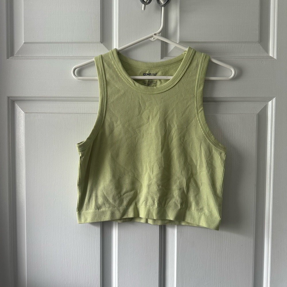 Women's Green Ribbed Tank Top